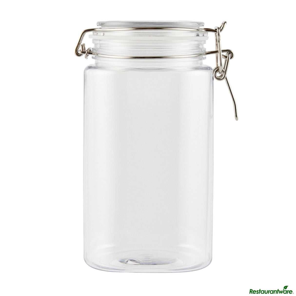 Jars, Storage, Met Lux 53 Ounce, Plastic, Clear, Square, 4.25 x 4.25 x 7.75 Inch, Hinged Lid,2 - 1 EACH