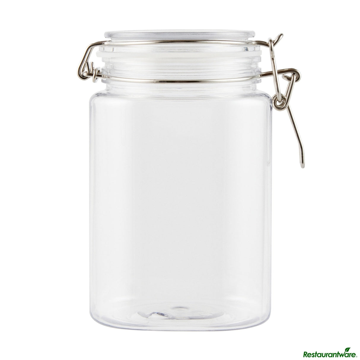 Jars, Storage, Met Lux 43 Ounce, Plastic, Clear, Square, 4.25 x 4.25 x 6.75 Inch, Hinged Lid,2 - 1 EACH