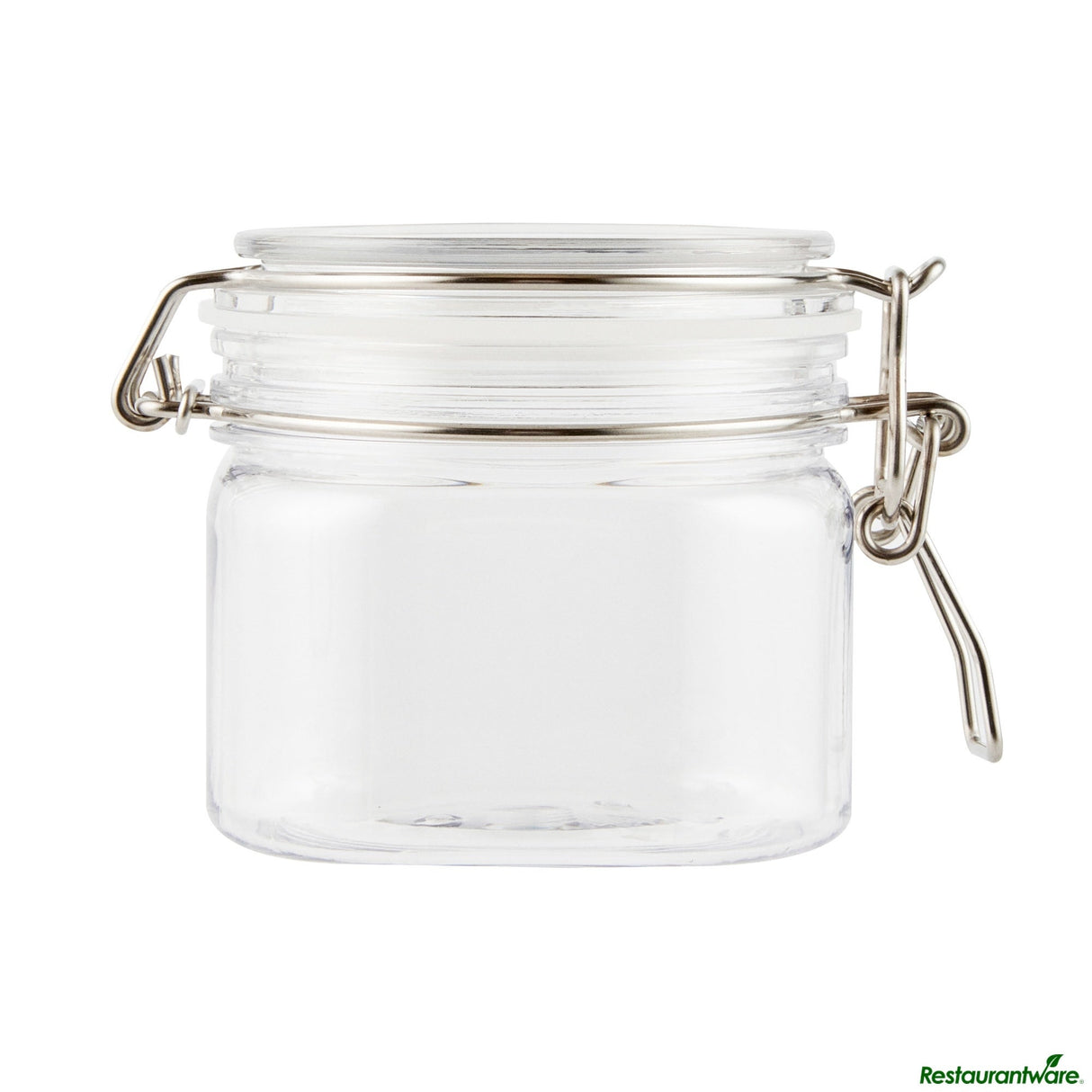 Jars, Storage, Met Lux 14 Ounce, Plastic, Clear, Square, 3.75 x 3.75 x 3.75 Inch, Hinged Lid,2 - 1 EACH