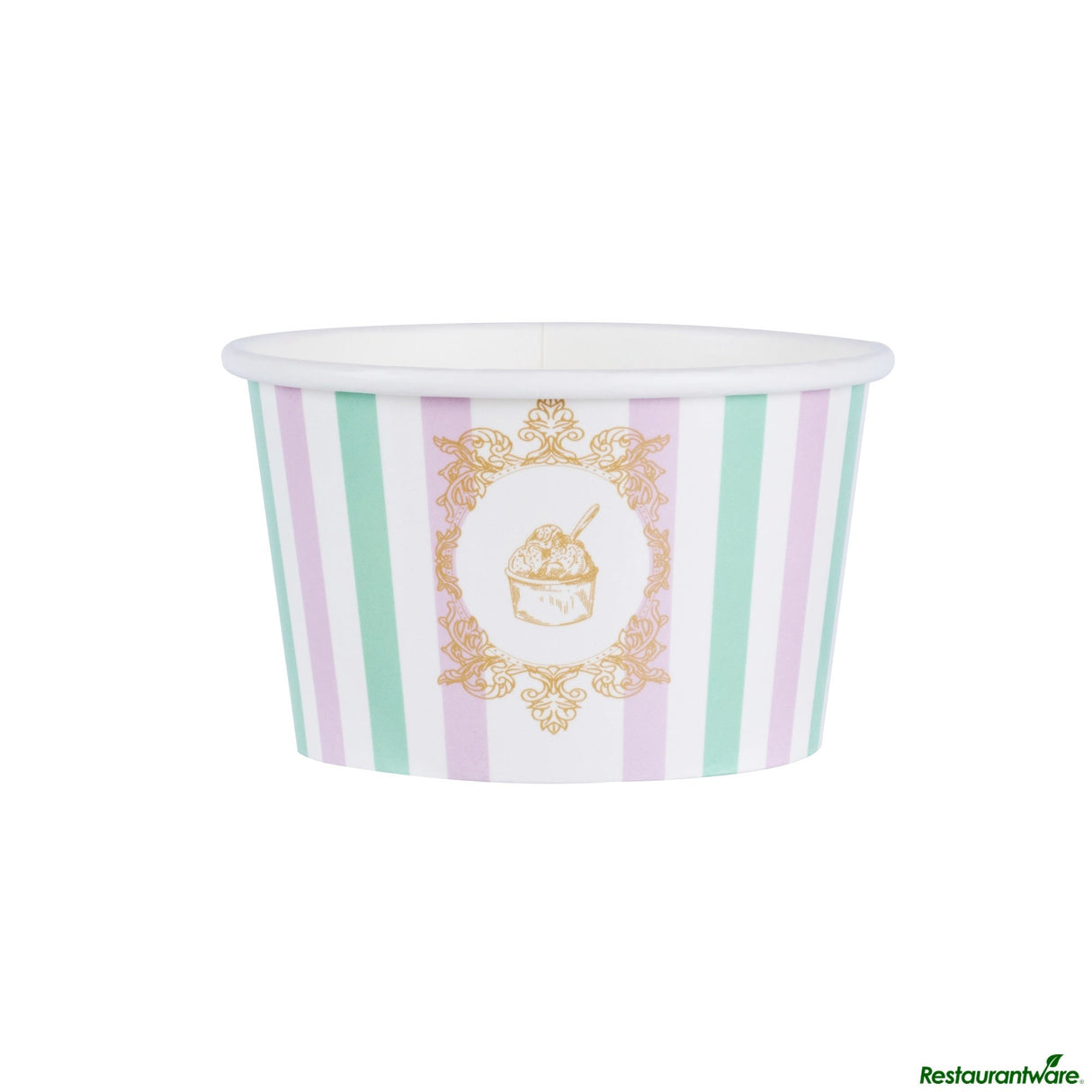 Cups, To-Go, Coppetta 8 Ounce, Paper, Purple & Blue Stripe, Round, 3.75 x 3.75 x 2.25 Inch,50 - 1 EACH