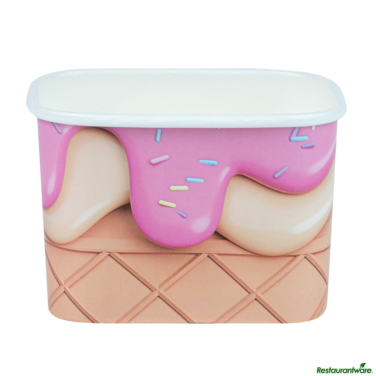 Cups, To-Go, Coppetta 12 Ounce, Paper, Vanilla Strawberry Swirl, Square, 4.25 x 3.25 x 2.75 Inch,50 - 1 EACH