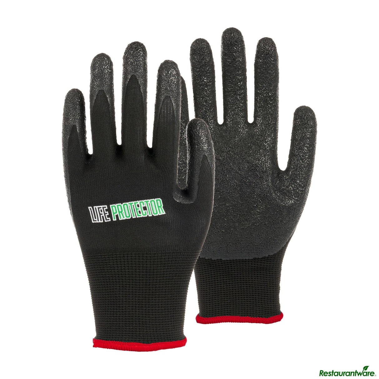 Gloves, Work, Life Protector Small, Nylon, Textured Latex Coated Palm, Black,10 - 2 PIECE