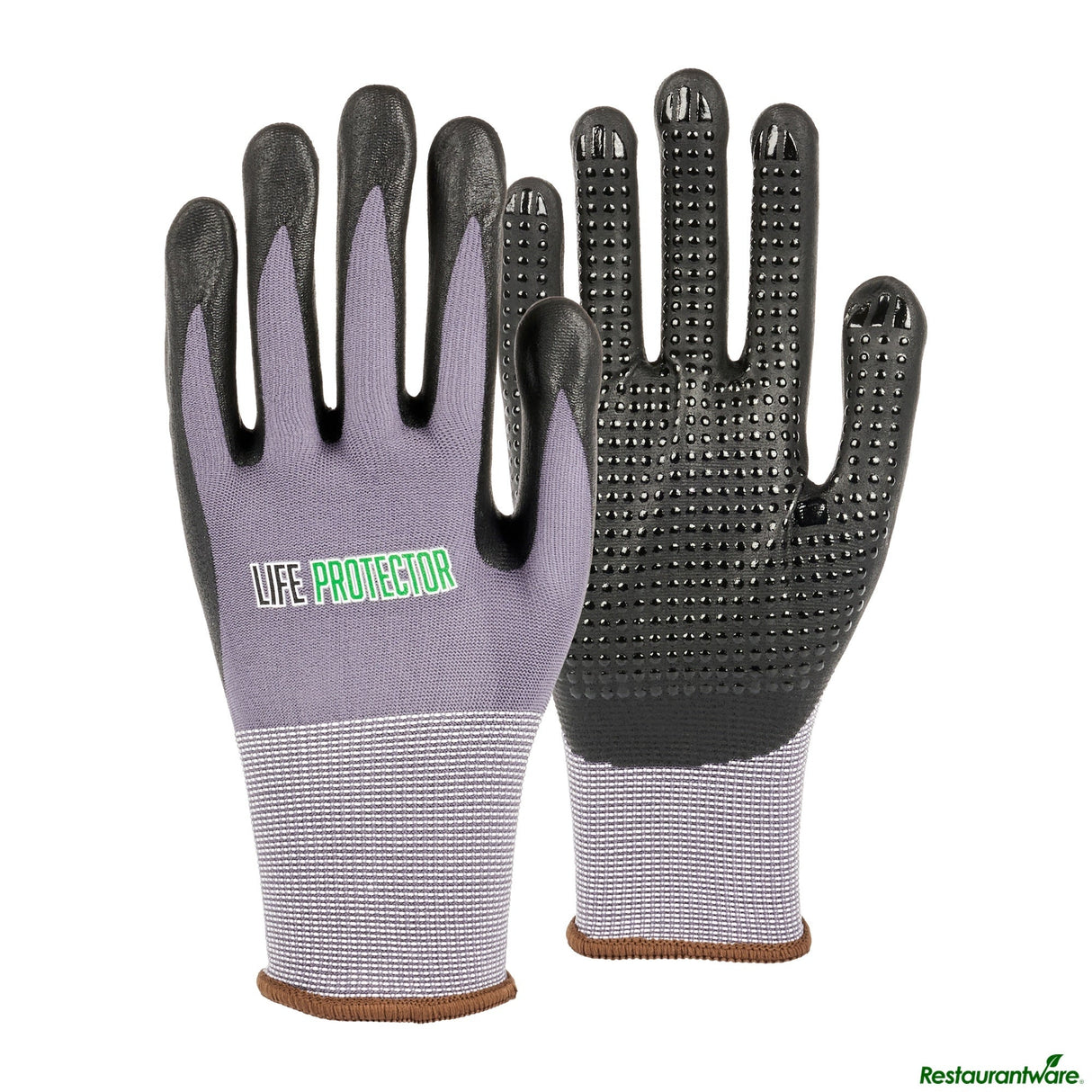 Gloves, Work, Life Protector Large, Nylon, Thin Nitrile Foam Coated Palm, Gray,10 - 2 PIECE