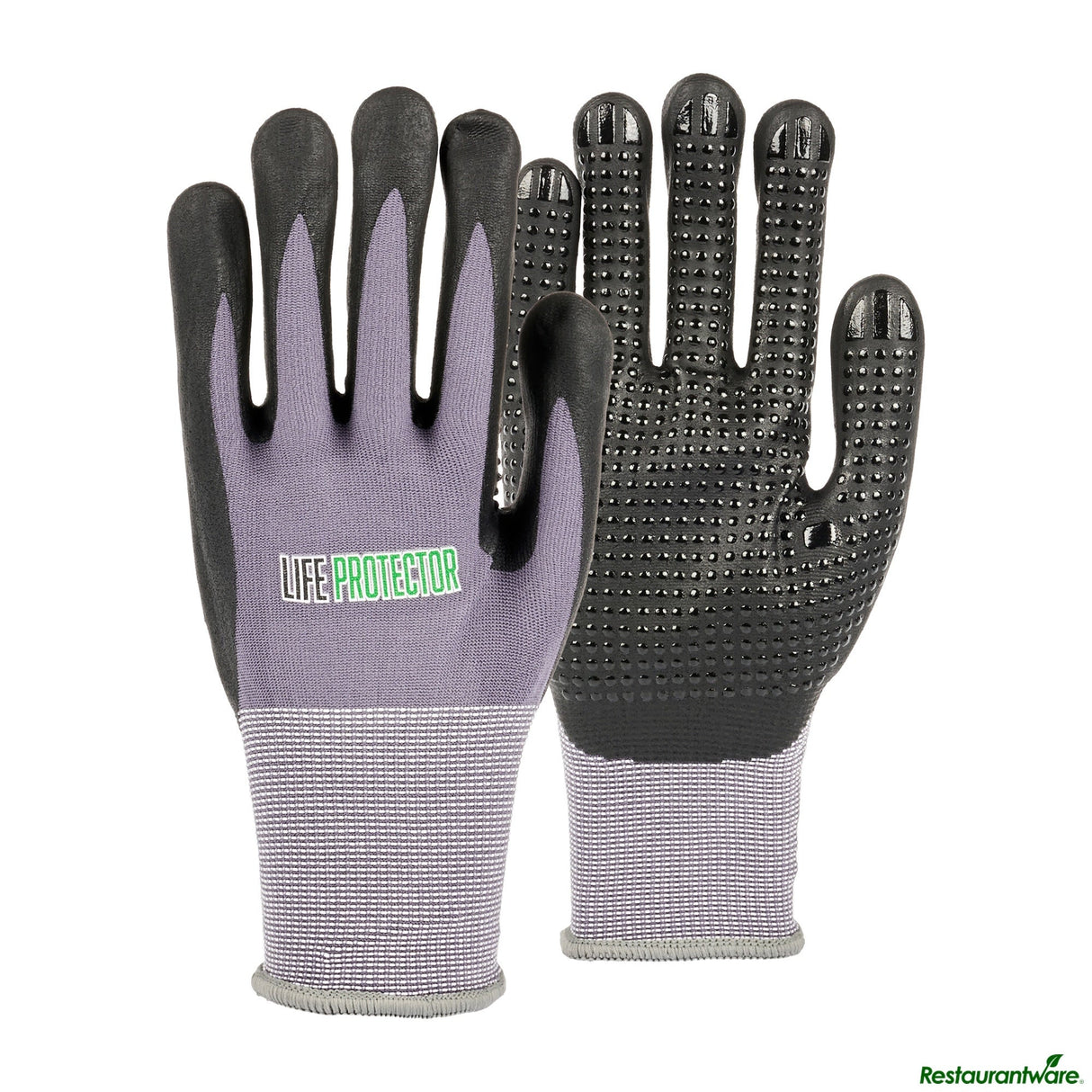 Gloves, Work, Life Protector X-Large, Nylon, Thin Nitrile Foam Coated Palm, Gray,10 - 2 PIECE