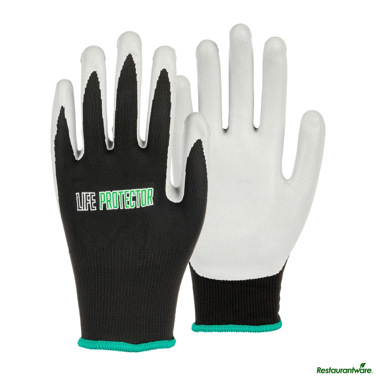 Gloves, Work, Life Protector Medium, Nylon, Nitrile Foam Coated Palm, Black,10 - 2 PIECE