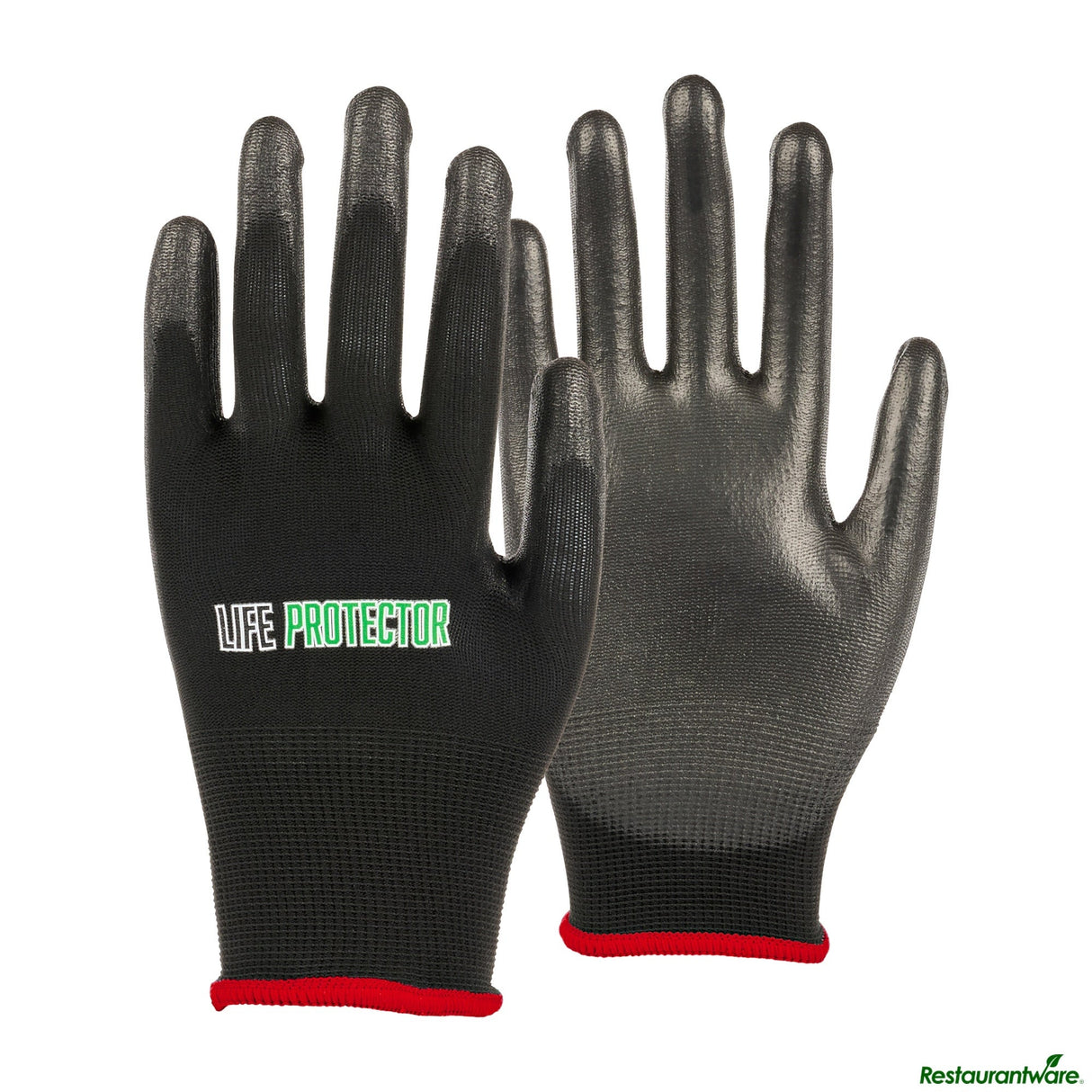 Gloves, Work, Life Protector Small, Nylon, Polyurethane Coated Palm, Black,10 - 2 PIECE