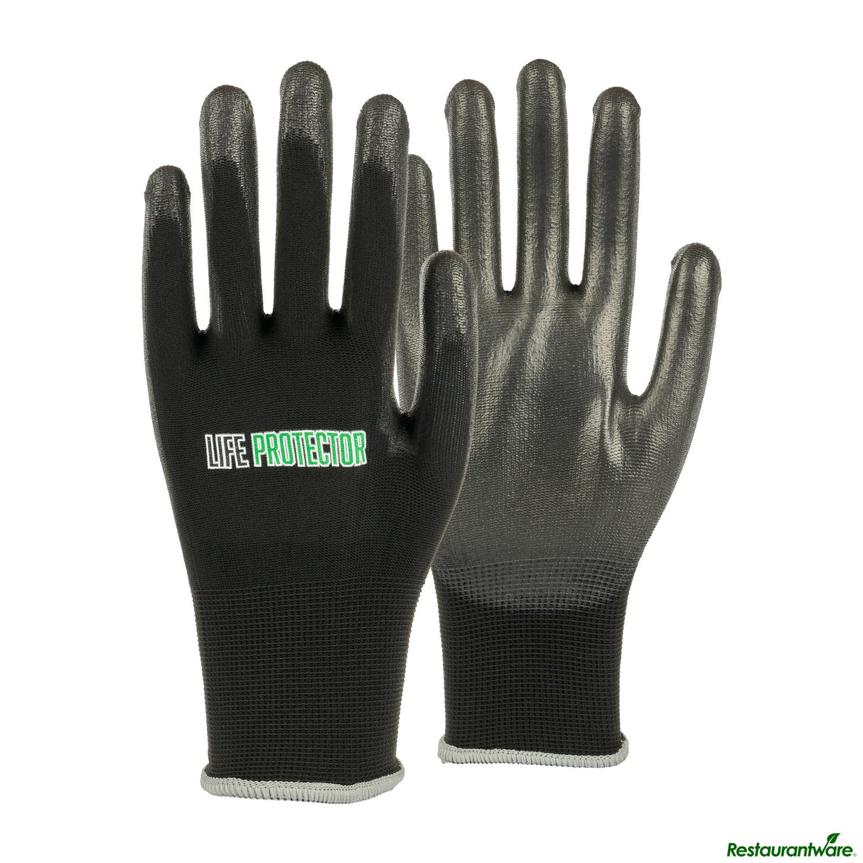 Gloves, Work, Life Protector X-Large, Nylon, Polyurethane Coated Palm, Black,10 - 2 PIECE
