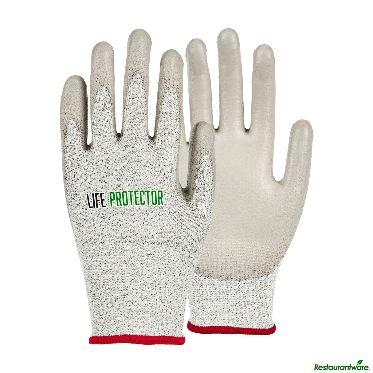 Gloves, Work, Life Protector Small, Cut-Resistant, HPPE Polyester & Spandex, Polyurethane Coated Palm, Gray,10 - 2 PIECE