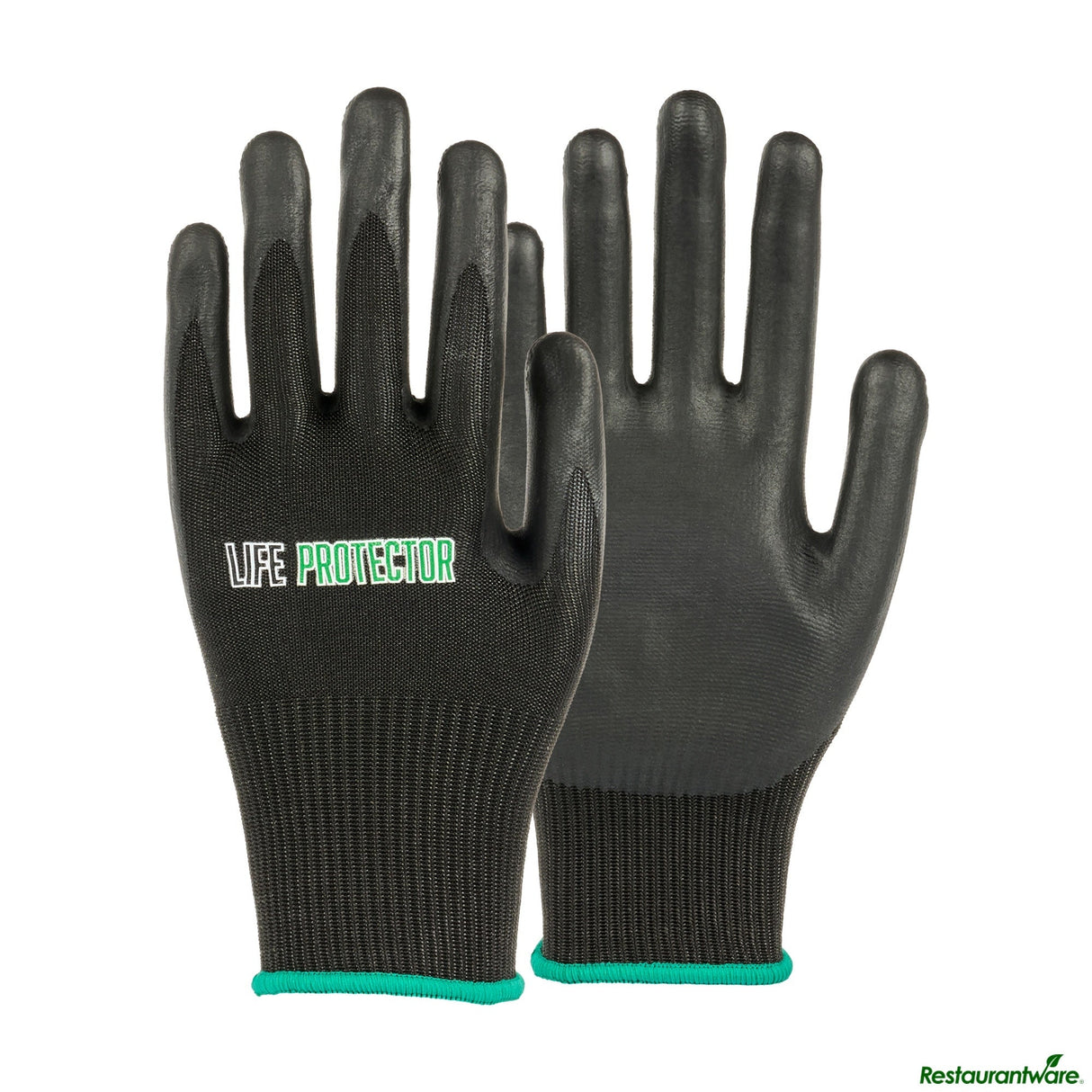 Gloves, Work, Life Protector Medium, Cut-Resistant, HPPE Nylon & Spandex, Thin Nitrile Foam Coated Palm, Black,10 - 2 PIECE