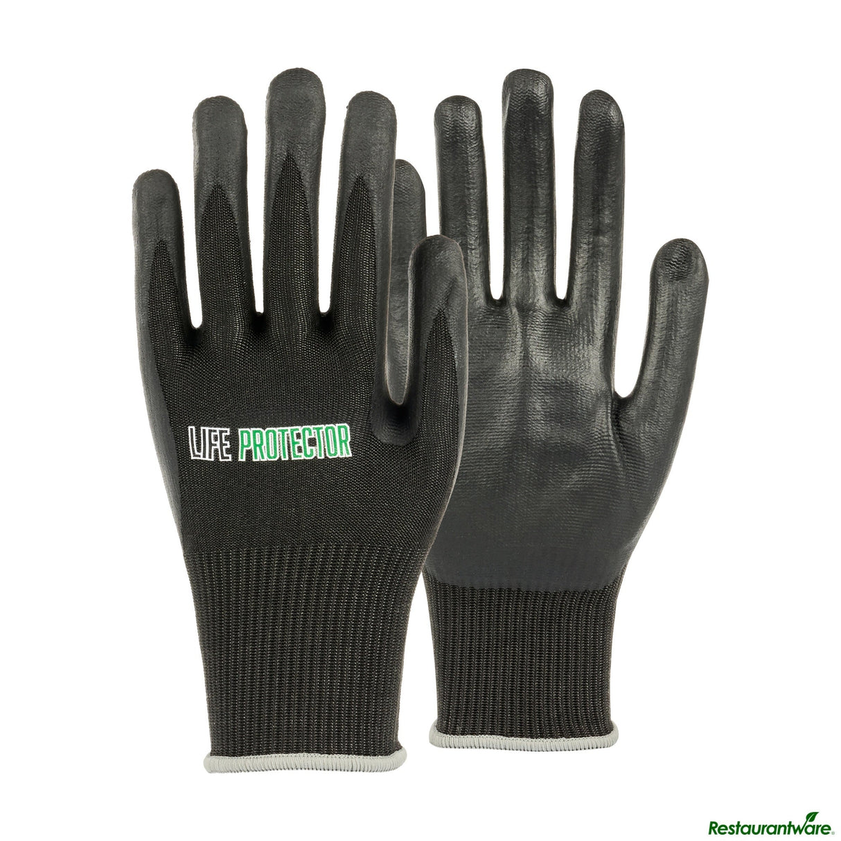 Gloves, Work, Life Protector X-Large, Cut-Resistant, HPPE Nylon & Spandex, Thin Nitrile Foam Coated Palm, Black,10 - 2 PIECE