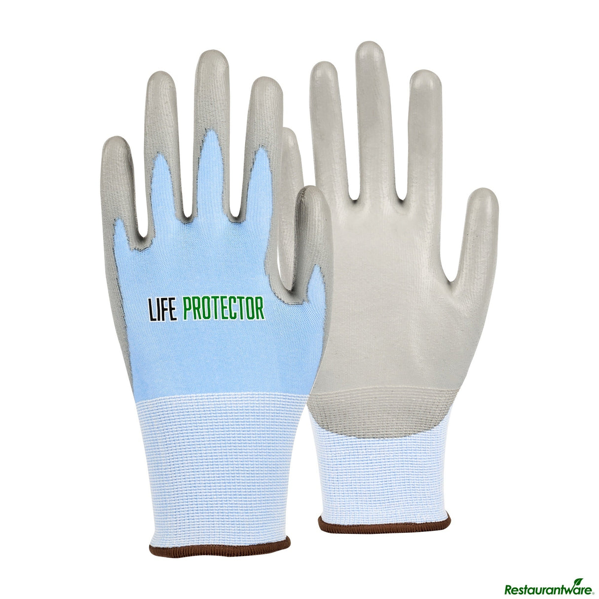 Gloves, Work, Life Protector Large, Cut-Resistant, Polyurethane Foam Coated Palm, Light Blue,10 - 2 PIECE