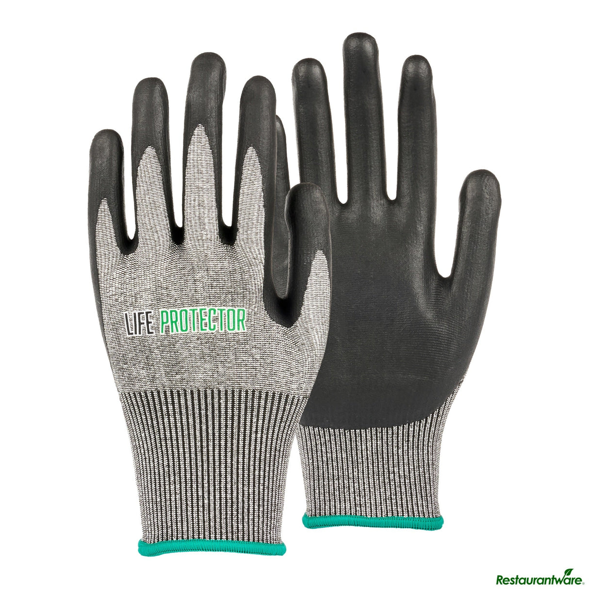 Gloves, Work, Life Protector Medium, Cut-Resistant, HPPE Polyester & Spandex, Thin Nitrile Foam Coated Palm, Gray,10 - 2 PIECE