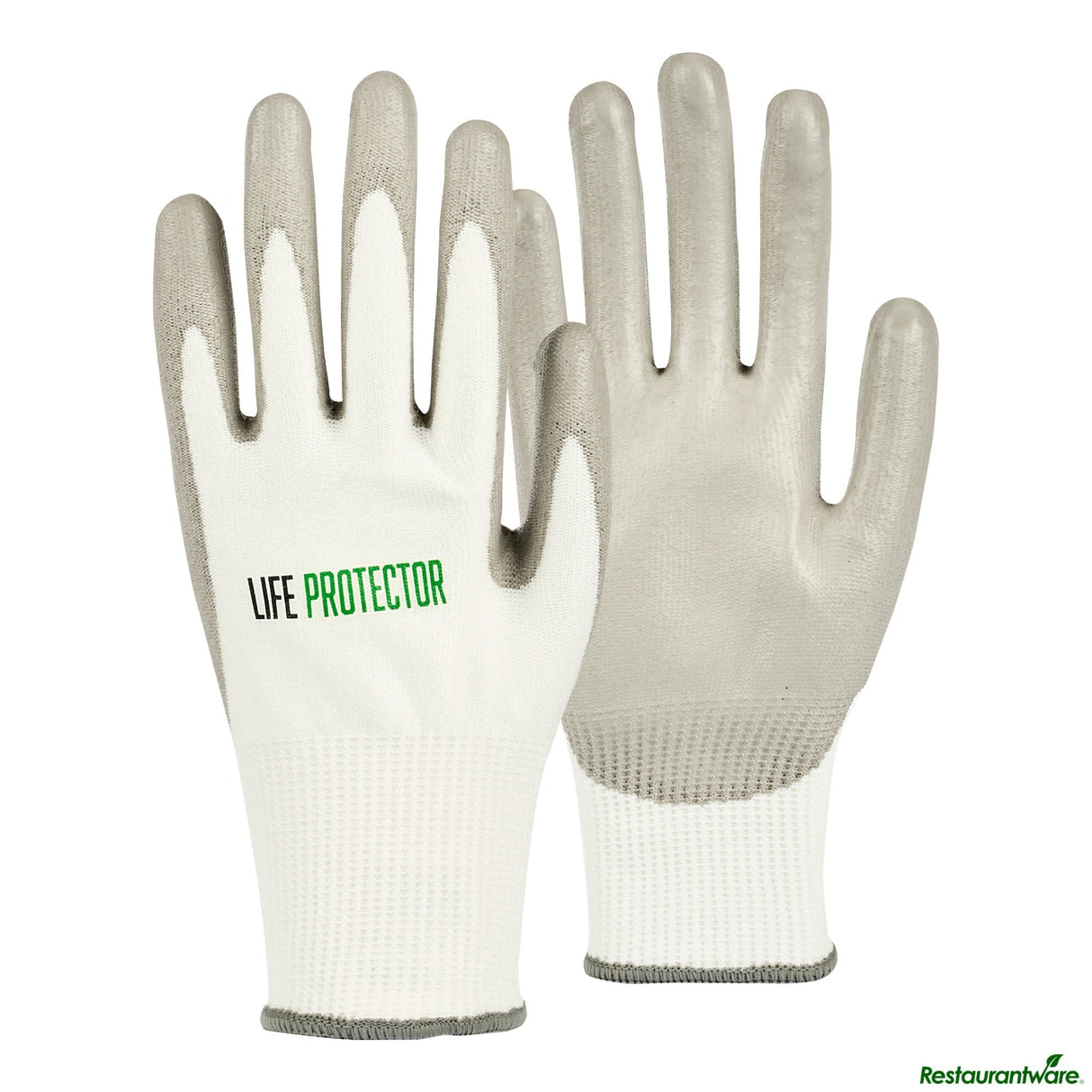 Gloves, Work, Life Protector X-Large, Cut-Resistant, HPPE Polyester & Spandex, Polyurethane Coated Palm, White,10 - 2 PIECE