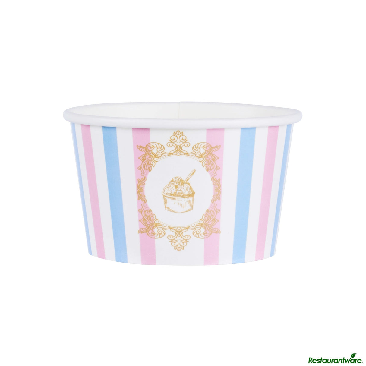 Cups, To-Go, Coppetta 8 Ounce, Paper, Pink & Blue Stripe, Round, 3.75 x 3.75 x 2.25 Inch,4 - 50 COUNT