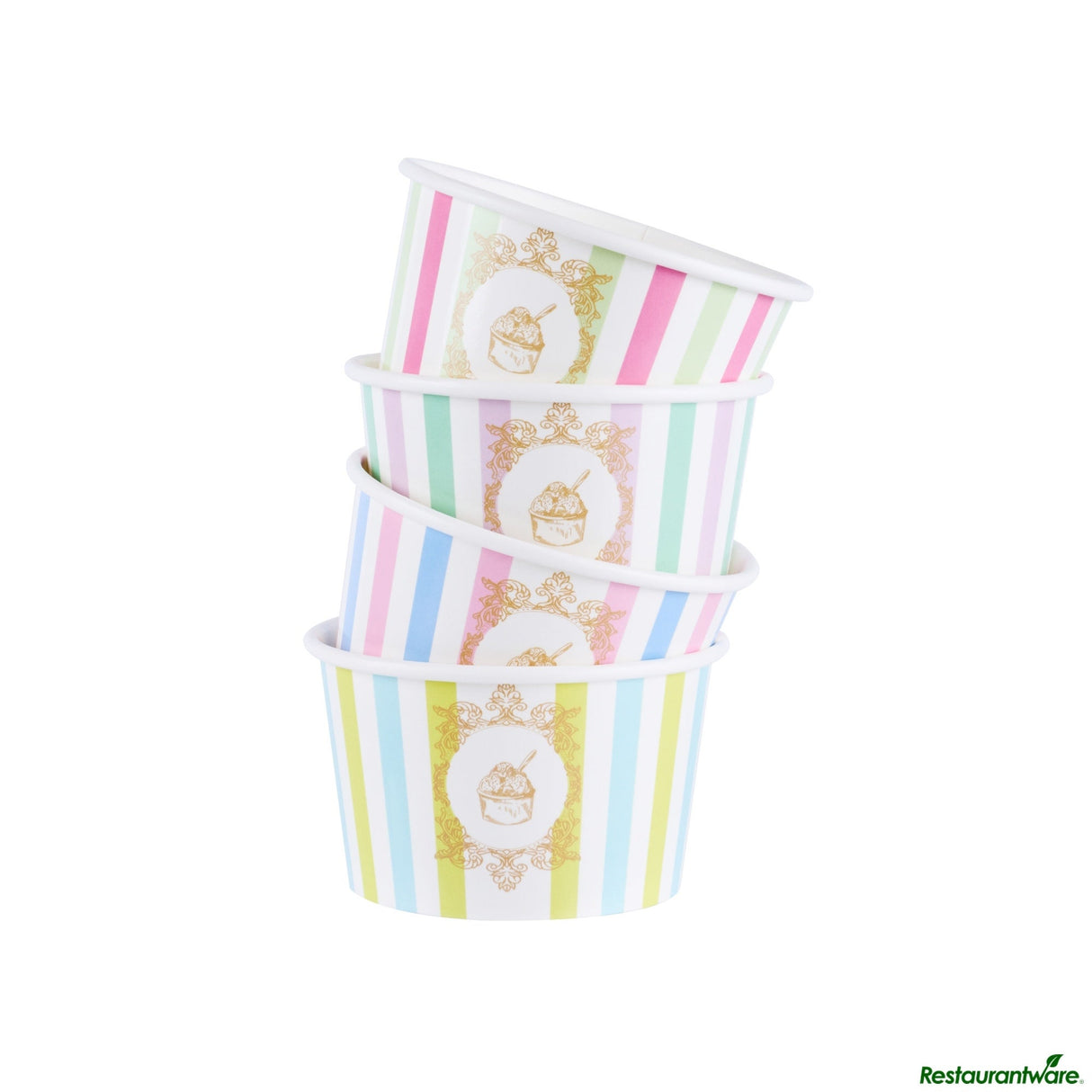 Cups, To-Go, Coppetta 8 Ounce, Paper, Assorted Stripe, Round, 3.75 x 3.75 x 2.25 Inch,4 - 50 COUNT