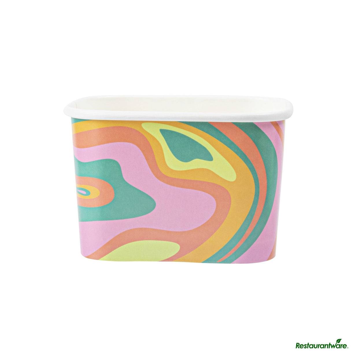 Cups, To-Go, Coppetta 12 Ounce, Paper, Psychedelic Sunrise, Square, 4.25 x 3.25 x 2.75 Inch,4 - 50 COUNT