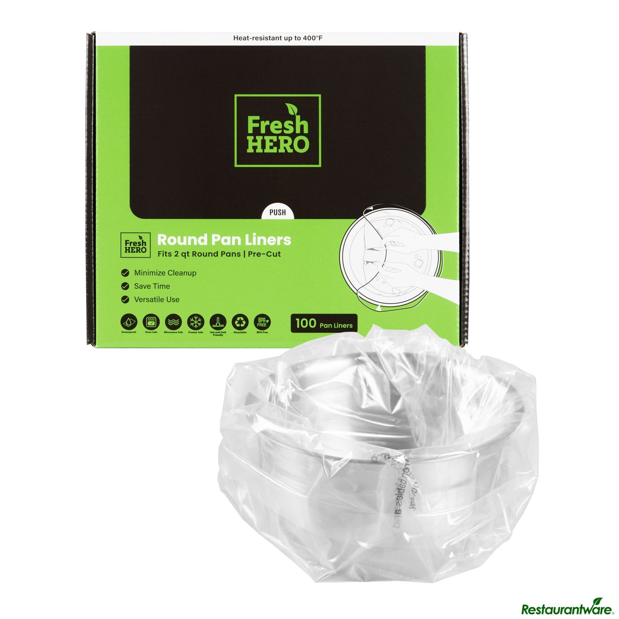 Liners, Pan, Fresh Hero 9 x 14 Inch, Nylon, Round, for 2 Quart Round Pans,100 - 1 EACH