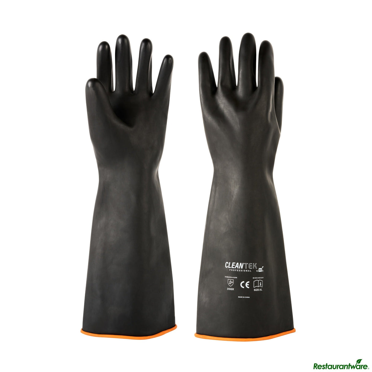 Gloves, Latex, Clean Tek, Heavy-Duty, Black, Chemical-Resistant, 17.75 Inch, 30 Mil,10 - 2 PIECE