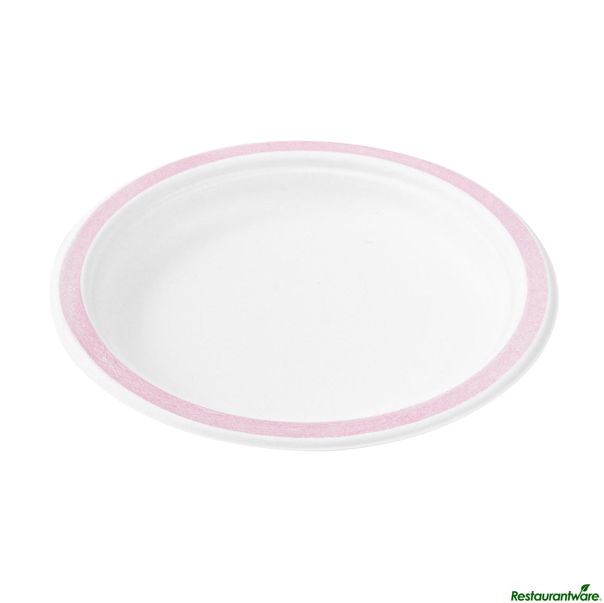 Plates, 6 Inch, Sugarcane, White, with Pink Rim,4 - 25 COUNT