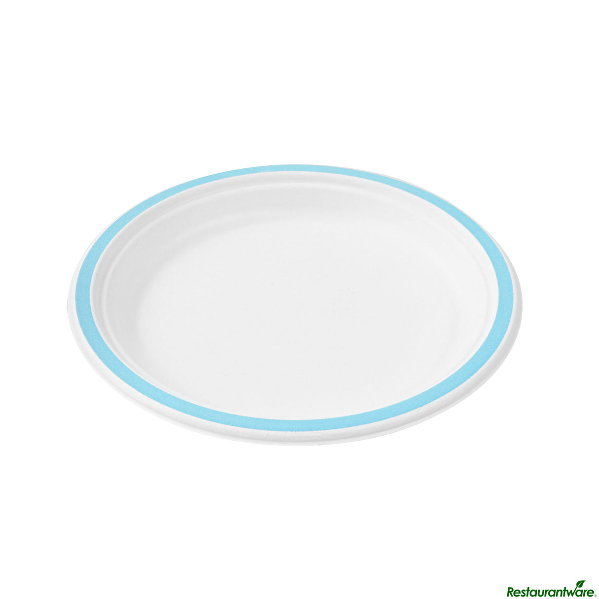 Plates, 8.75 Inch, Sugarcane, White, with Blue Rim,4 - 25 COUNT