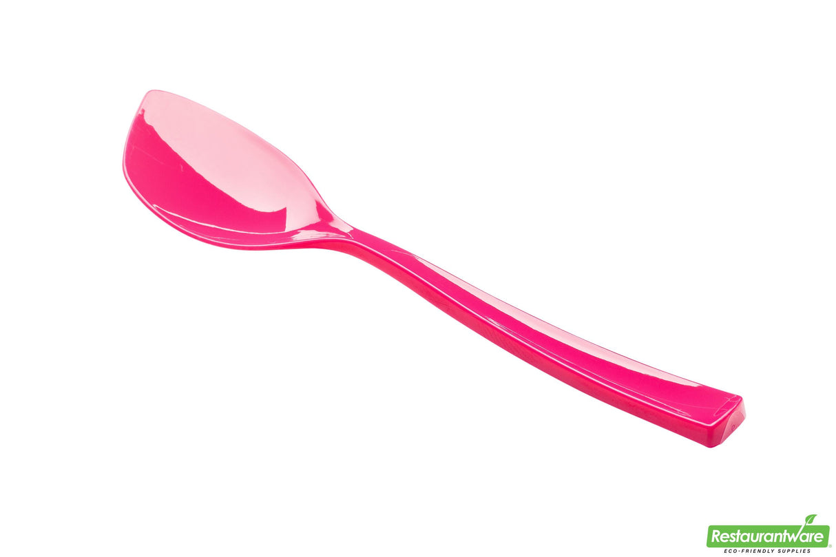 Spoons, Dessert, Petal, Heavyweight Plastic, Magenta, 4.5 Inch, 4.5 Linear Inch,1 - 100 COUNT