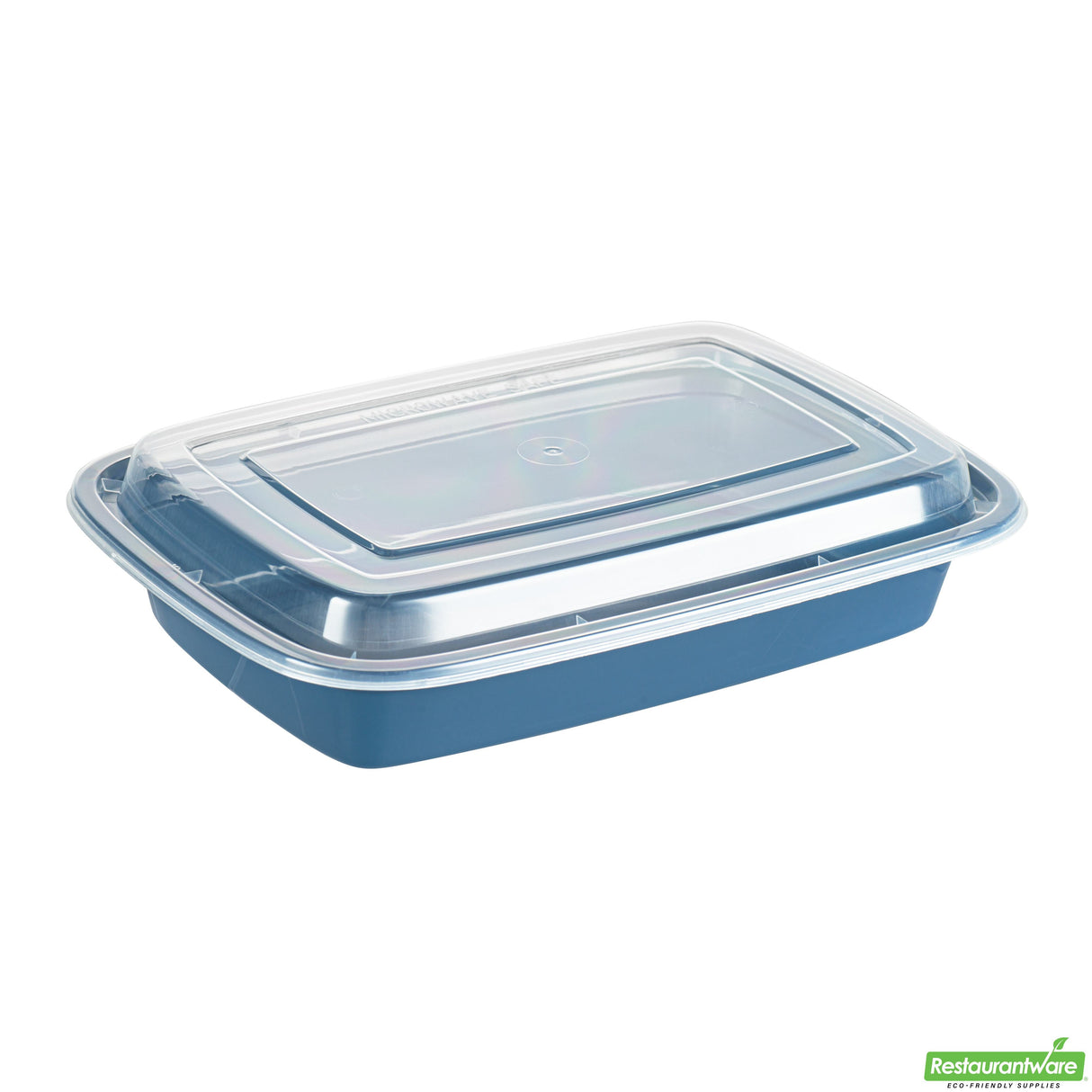 Boxes, To-Go, Asporto 28 Ounce, Microwavable Plastic, Midnight Blue, 8.75 x 6 x 1.50 Inch, Includes Clear Plastic Lid, Rectangular,2 - 50 COUNT