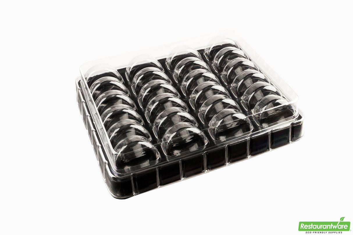 Containers, 24-Compartment Macaron, Plastic, Black, With Shock Safe Lid,100 - 1 EACH