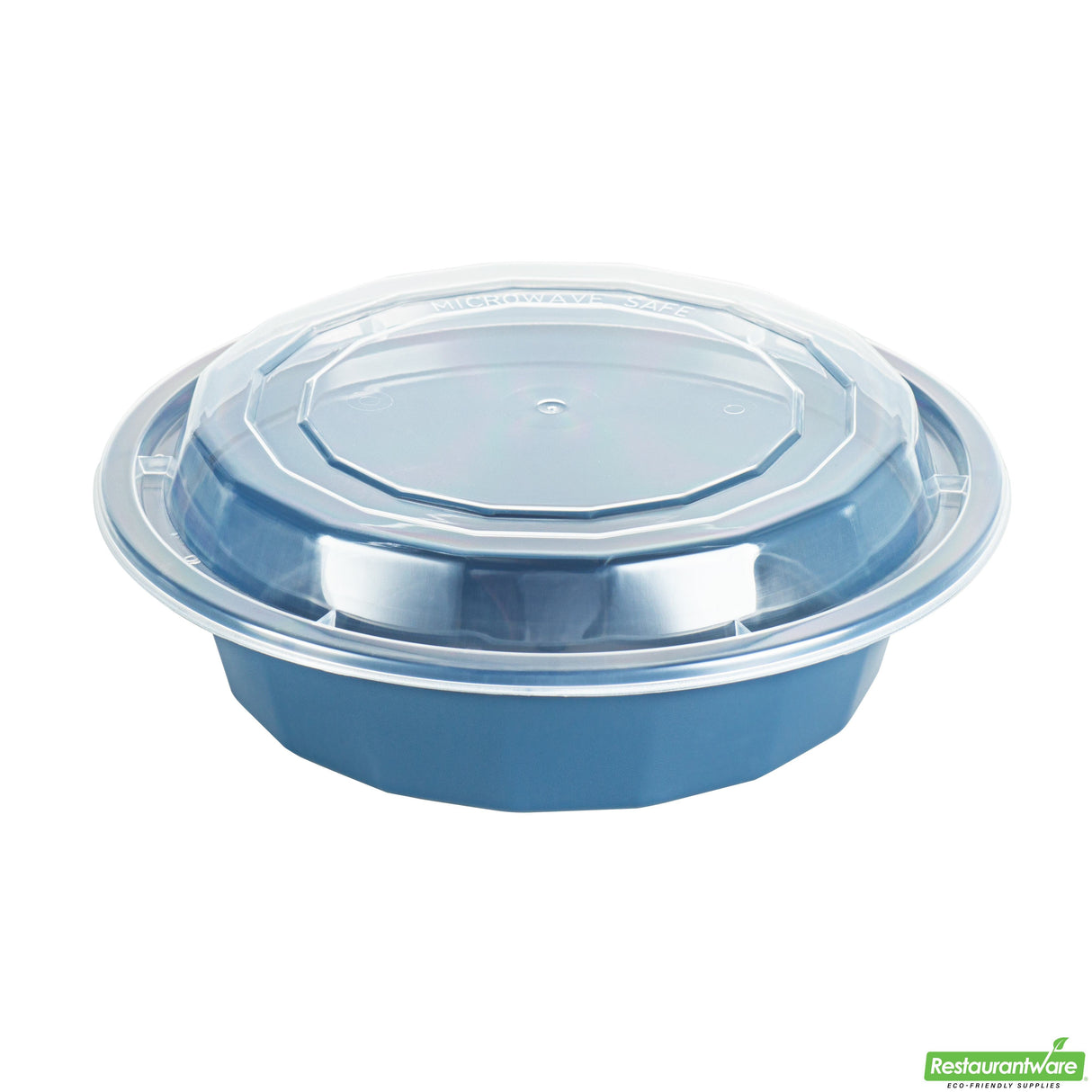 Boxes, To-Go, Asporto 16 Ounce, Microwavable Plastic, Midnight Blue, 6.25 x 6.25 x 1.75 Inch, Includes Clear Plastic Lid, Round,2 - 50 COUNT