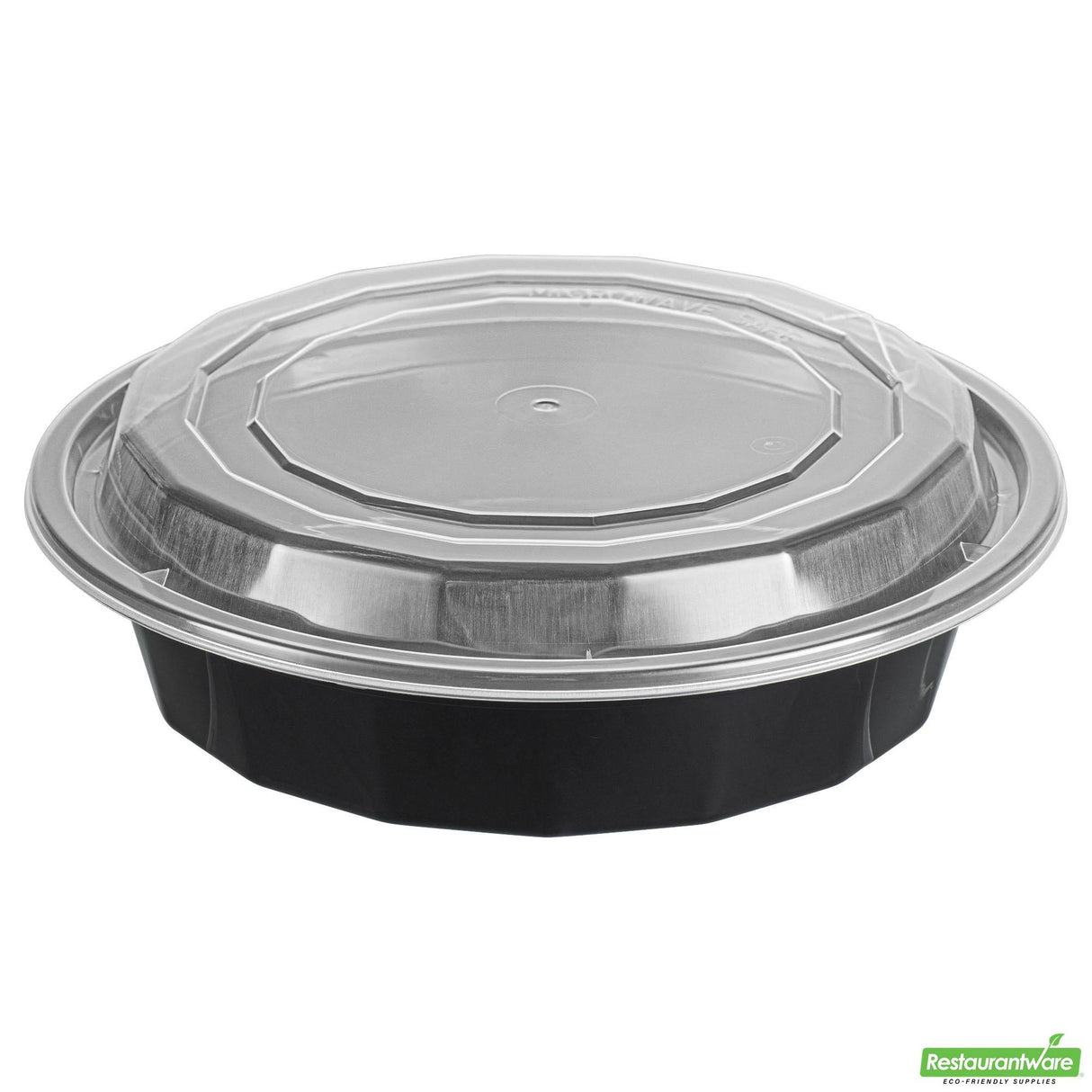 Box, To-Go, Asporto 24 Ounce, Microwavable Plastic, Black, Round, 7.25 x 7.25 x 1.50 Inch, includes Clear Lid,50 - 1 EACH