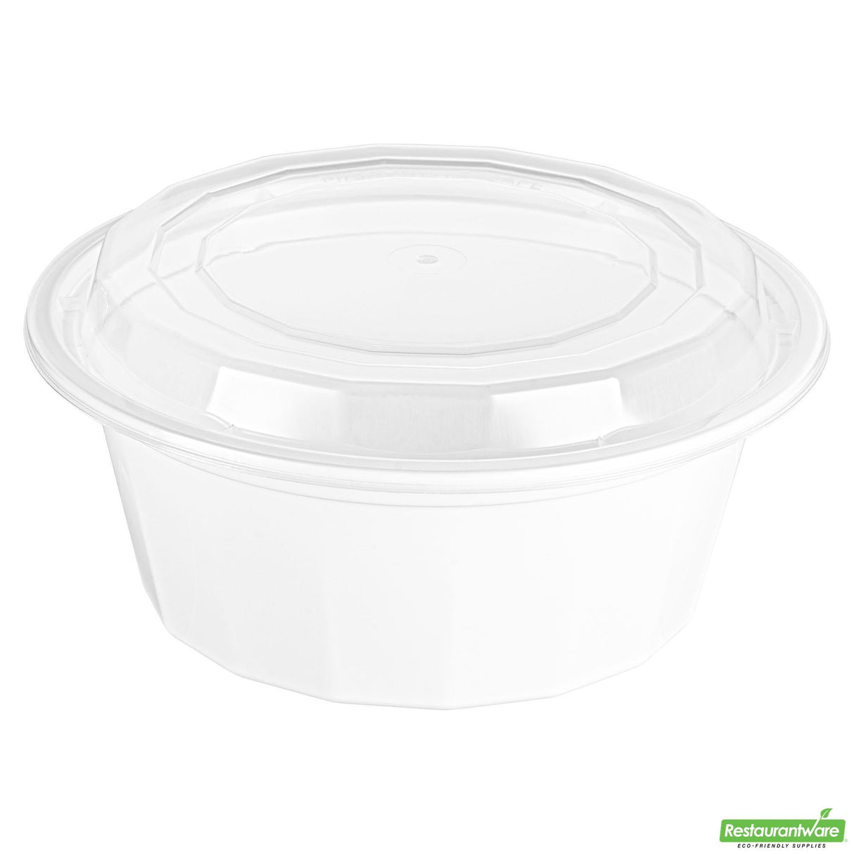 Box, To-Go, Asporto 32 Ounce, Microwavable Plastic, White, Round, 7.25 x 7.25 x 3 Inch, includes Clear Lid,50 - 1 EACH