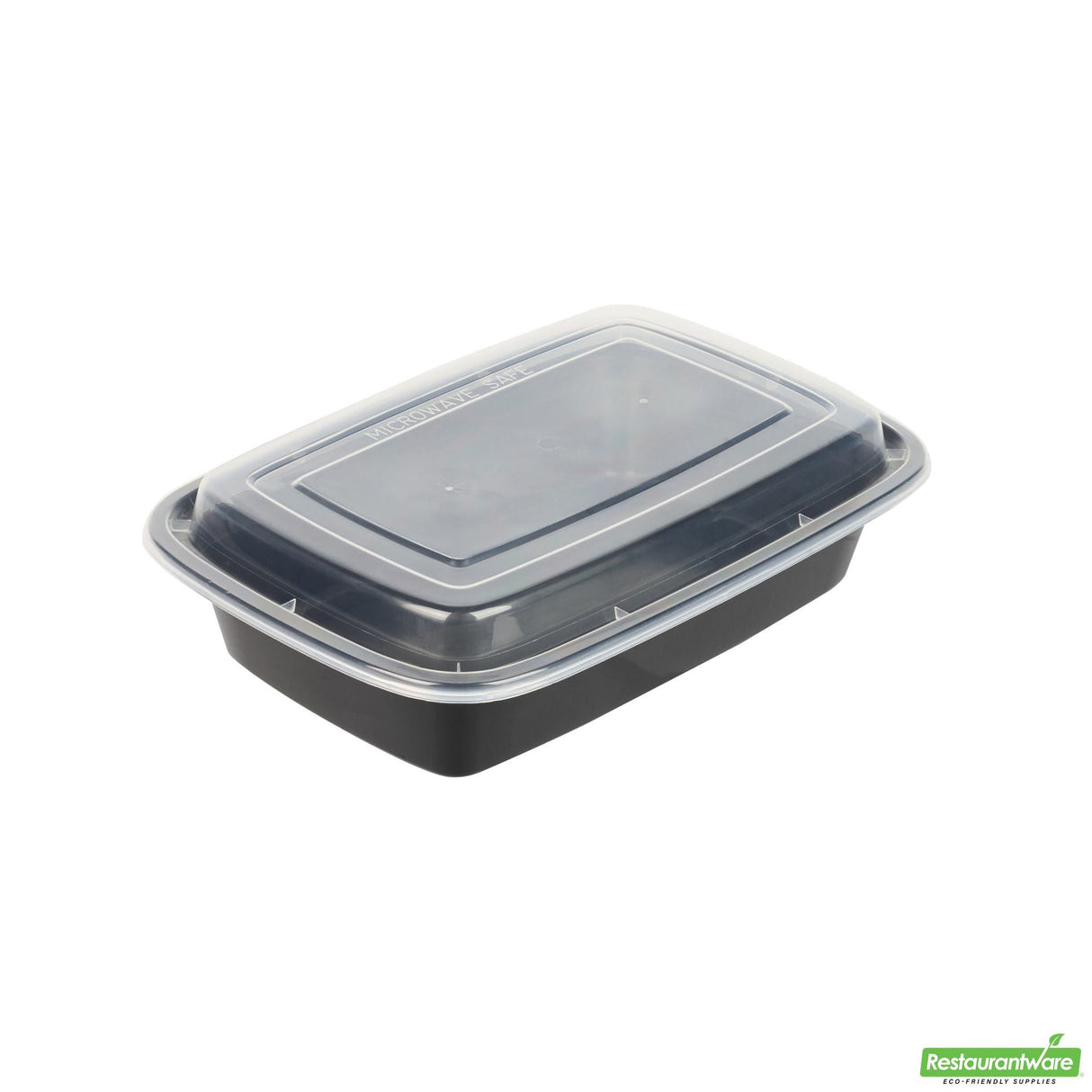 Box, To-Go, Asporto 24 Ounce, Microwavable Plastic, Black, Rectangular, 8 x 5.25 x 1.75 Inch, includes Clear Lid,50 - 1 EACH