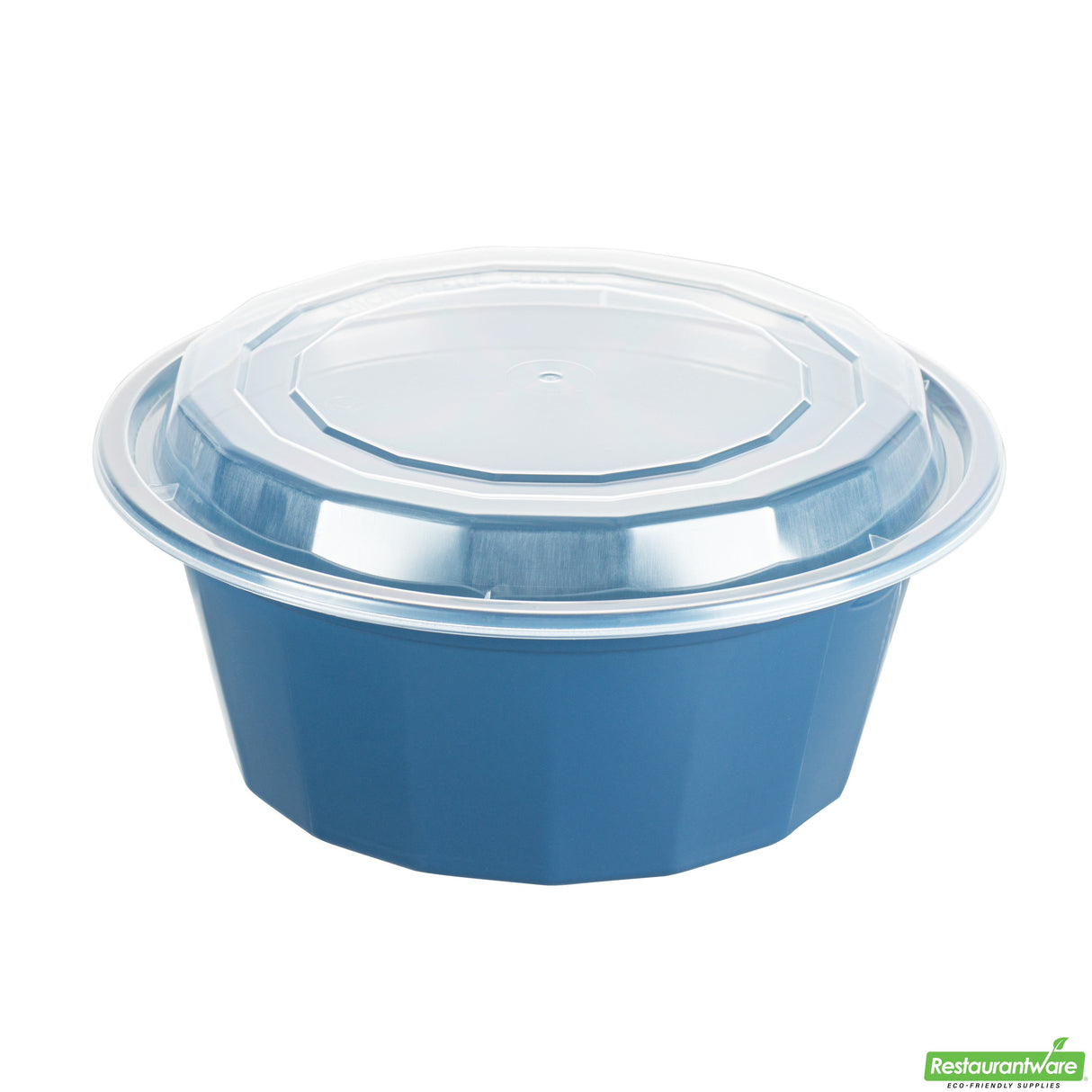 Boxes, To-Go, Asporto 32 Ounce, Microwavable Plastic, Midnight Blue, 7.25 x 7.25 x 3 Inch, Includes Clear Plastic Lid, Round,2 - 50 COUNT