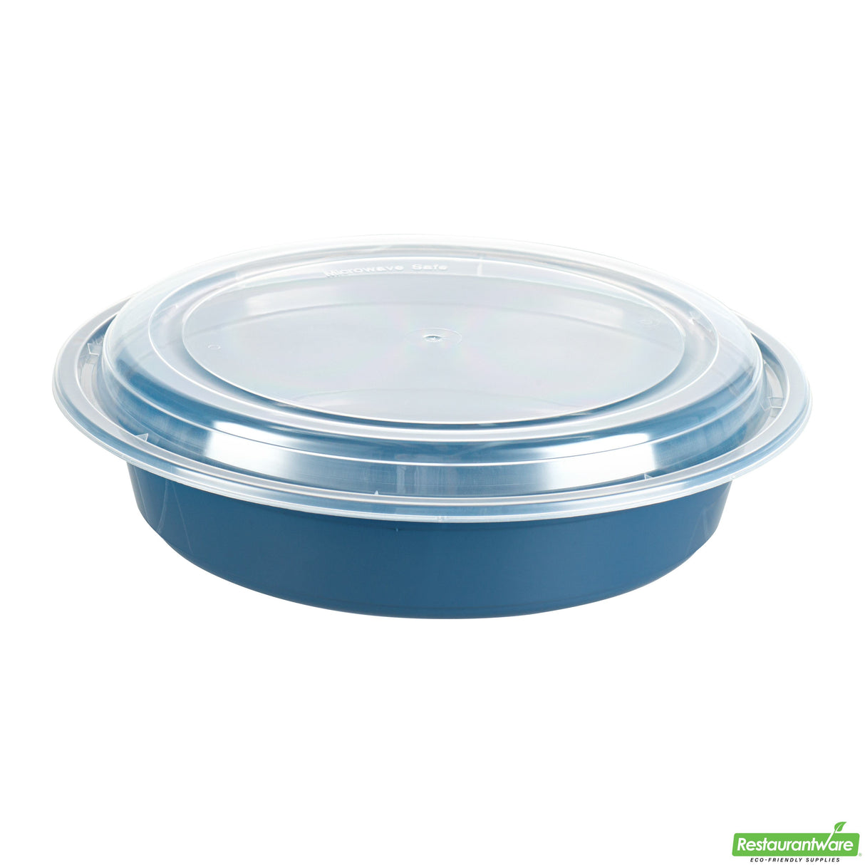 Boxes, To-Go, Asporto 48 Ounce, Microwavable Plastic, Midnight Blue, 9 x 9 x 1.75 Inch, Includes Clear Plastic Lid, Round,2 - 50 COUNT