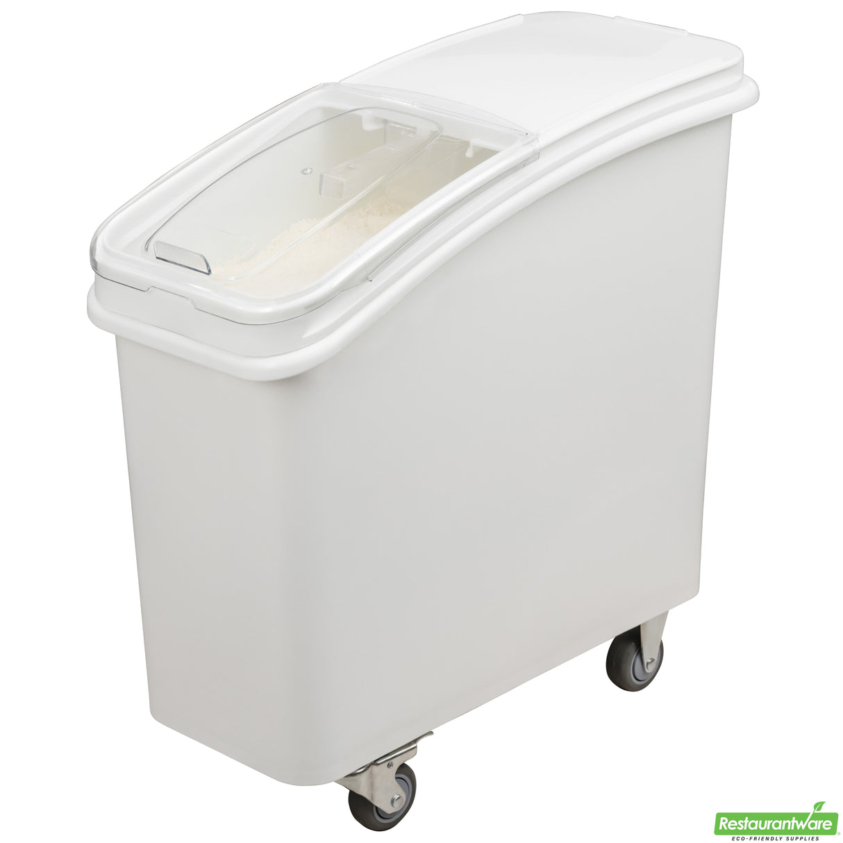 Bin, Ingredient, 21 Gallon, Slant-Top, White, Plastic, with Sliding Lid/Scoop/Casters,1 - 1 EACH