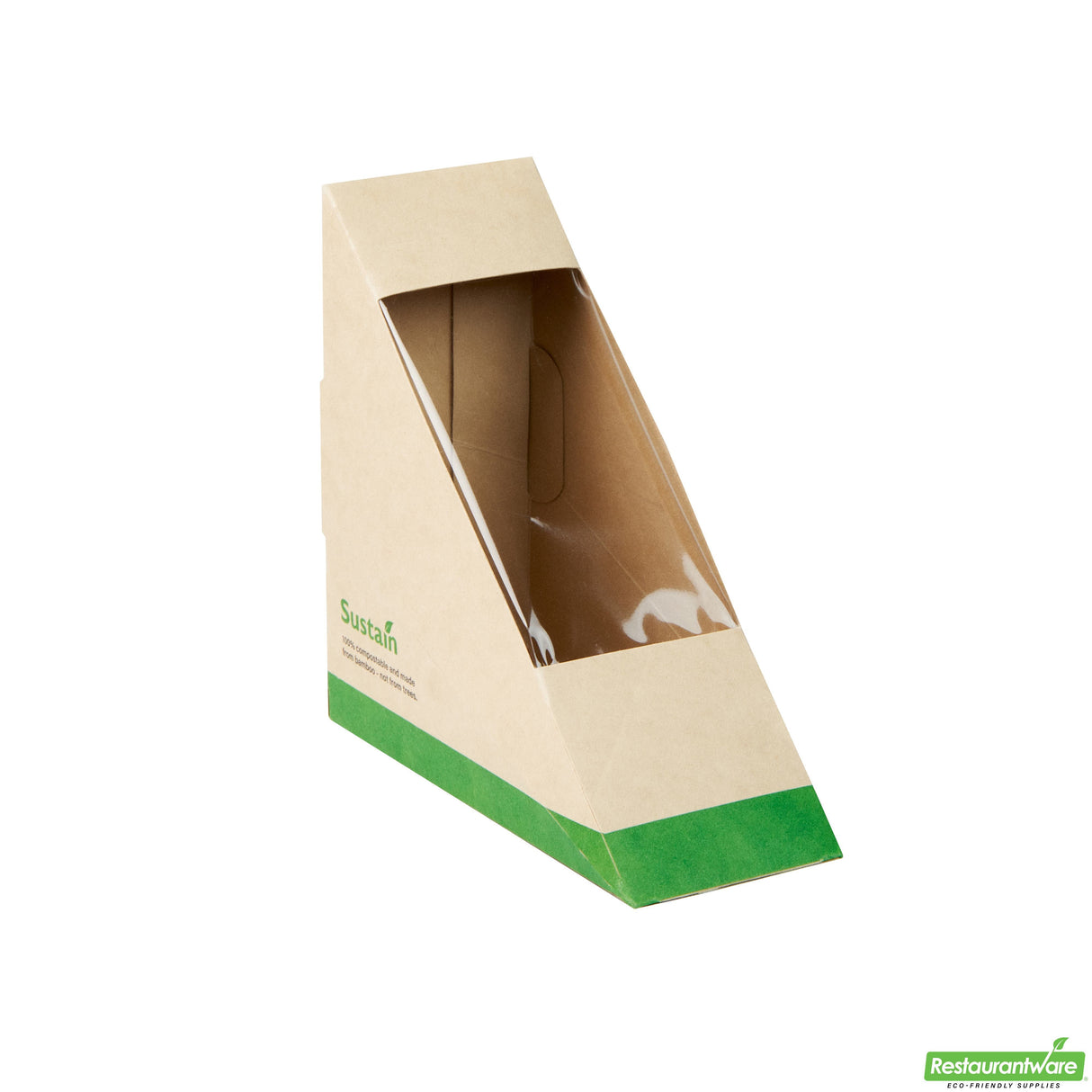 Box, Sandwich, Sustain Small, PLA-Lined Paper, 4.75 x 4.75 x 2 Inch, includes Window,8 - 25 COUNT