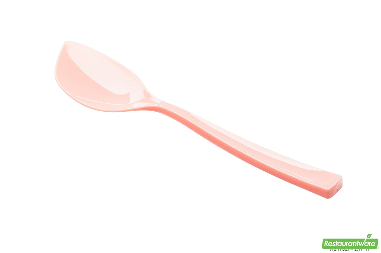 Spoons, Dessert, Petal, Heavyweight Plastic, Coral, 4.5 Inch, 4.5 Linear Inch,1 - 500 COUNT