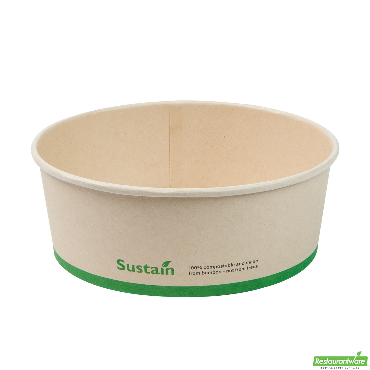 Containers, Salad, Sustain 44 Ounce, PLA-Lined Bamboo Paper, 7.25 x 7.25 x 2.50 Inch, Round,4 - 50 COUNT