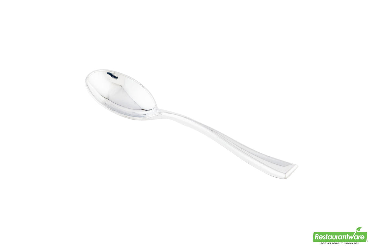 Spoons, Taster, 4 Inch, Plastic, Silver, 4 Linear Inch,1 - 500 COUNT
