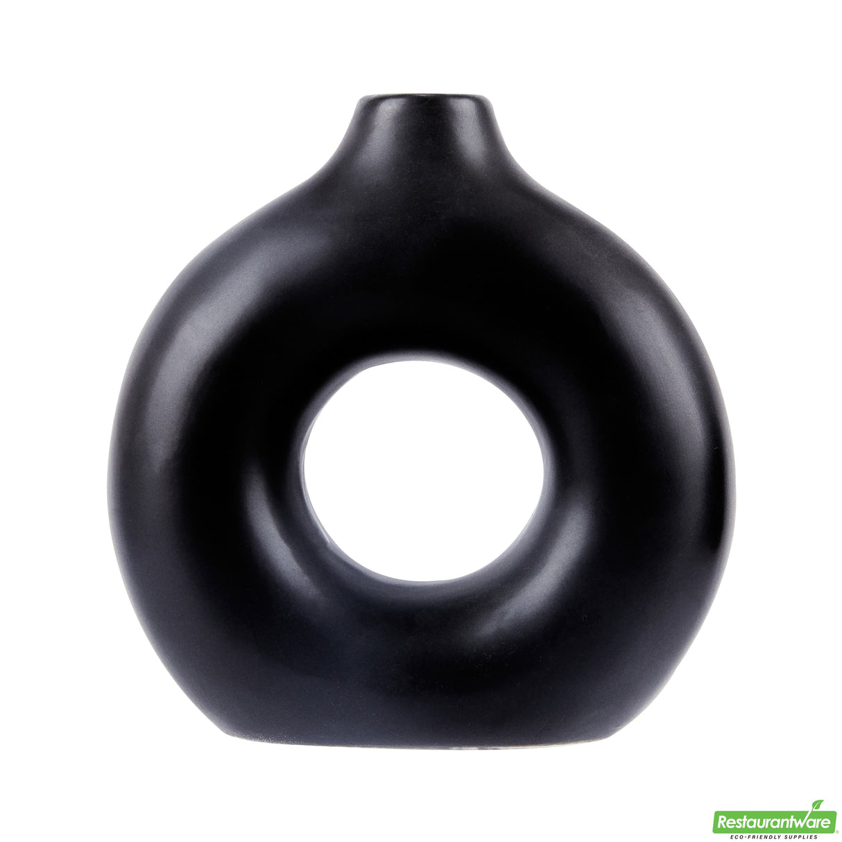 Vase, Table Art, 5.75 x 2.25 x 6 Inch, Ceramic, Black, Donut Shape,1 - 1 EACH
