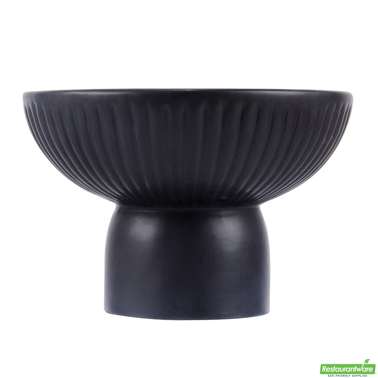 Vase, Table Art, 6 x 6 x 4 Inch, Ceramic, Black, Pedestal Shape,1 - 1 EACH