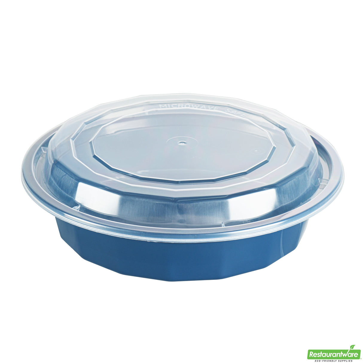 Boxes, To-Go, Asporto 24 Ounce, Microwavable Plastic, Midnight Blue, 7.25 x 7.25 x 1.50 Inch, Includes Clear Plastic Lid, Round,2 - 50 COUNT