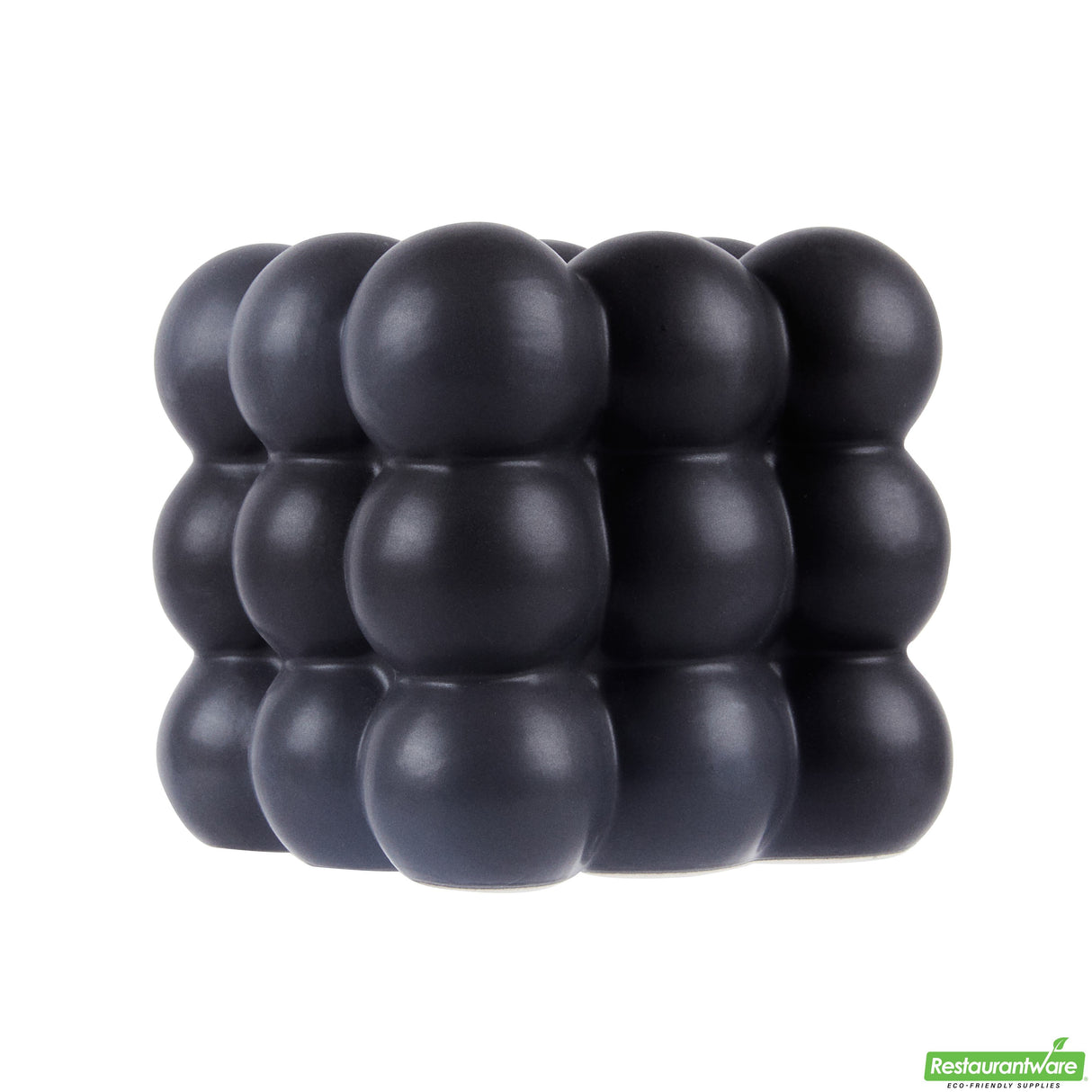 Vase, Table Art, 4.50 x 4.50 x 4.25 Inch, Ceramic, Black, Bubble Cube,1 - 1 EACH