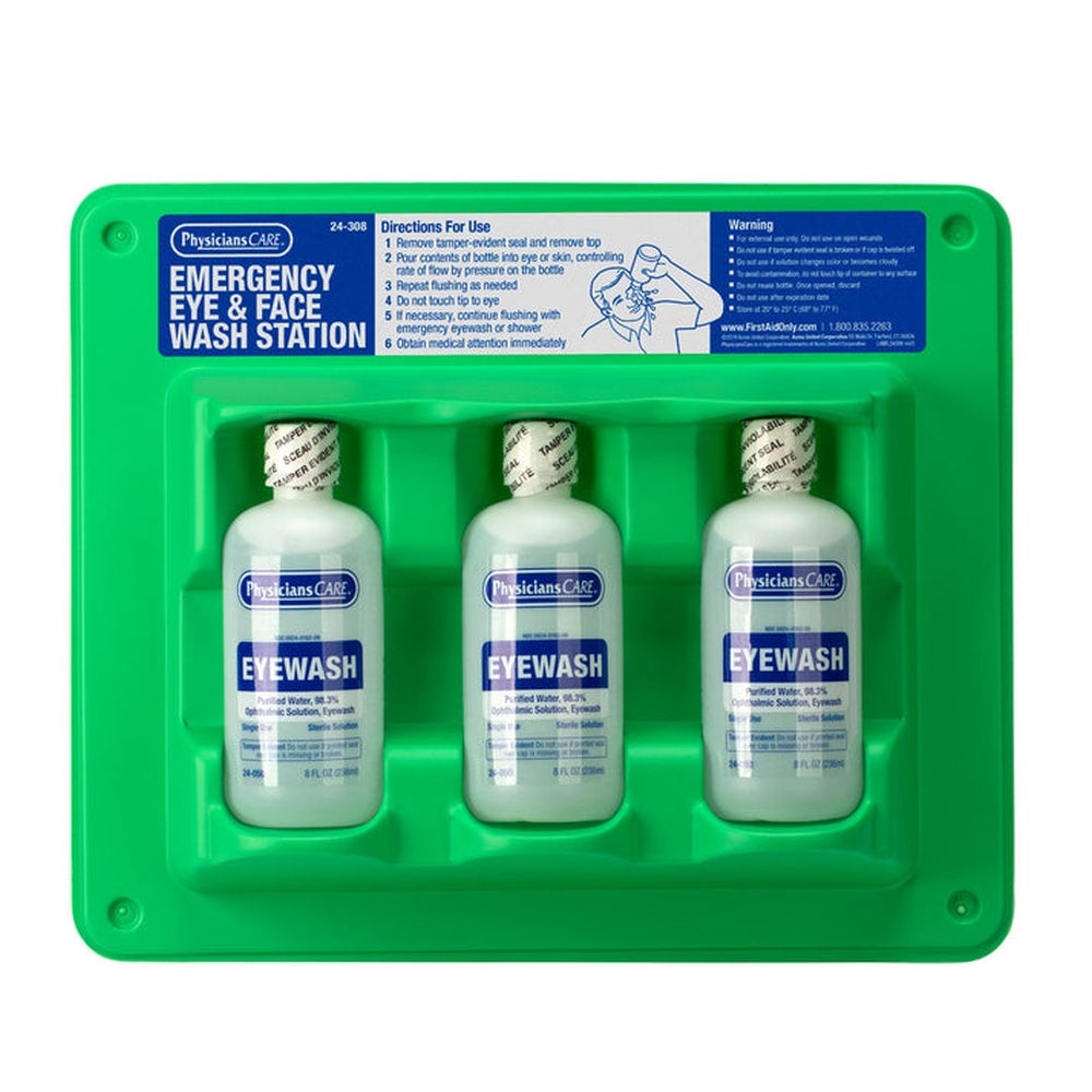Stations, Eyewash, 8 Fluid Ounces, 3 Bottles, Screw Caps,18 - 8 FLUID