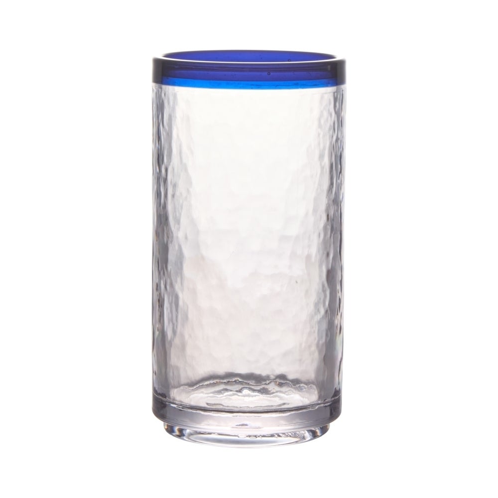 Glasses, Cooler, 16 Ounce, Clear, Blue Rim, Textured, 6 x 3 Inch, 1 Each,24 - 1 COUNT