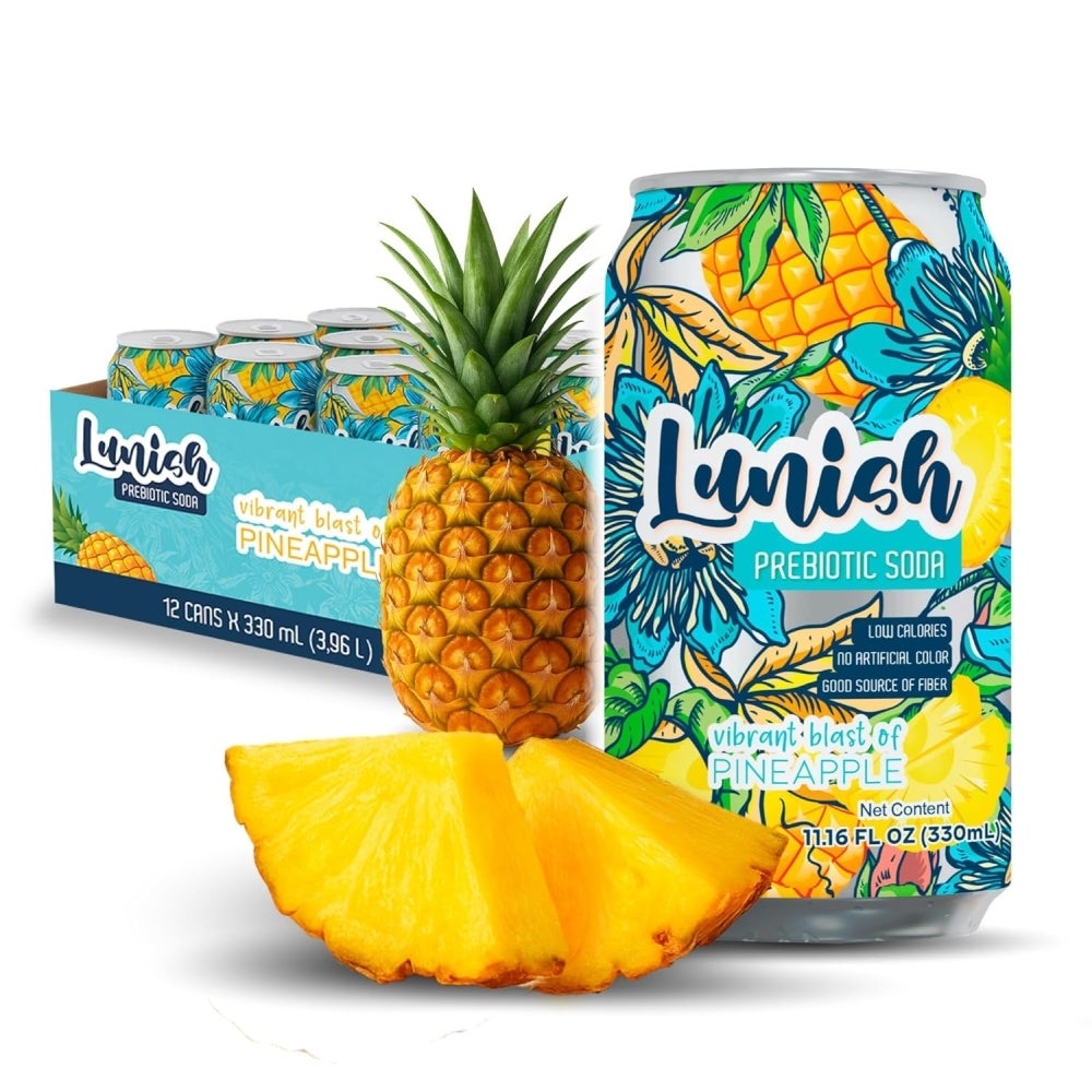 Soft Drink, Prebiotic, Pineapple, Single-Serve Can,12 - 330 ML