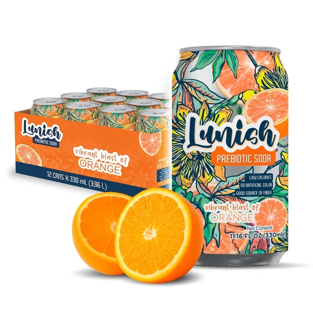Soft Drink, Prebiotic, Orange, Single-Serve Can,12 - 330 ML