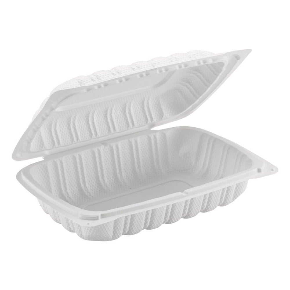 Container, 9 x 6 Inch, Plastic, White, Rectangle, Clamshell, MFPP,200 - 1 COUNT