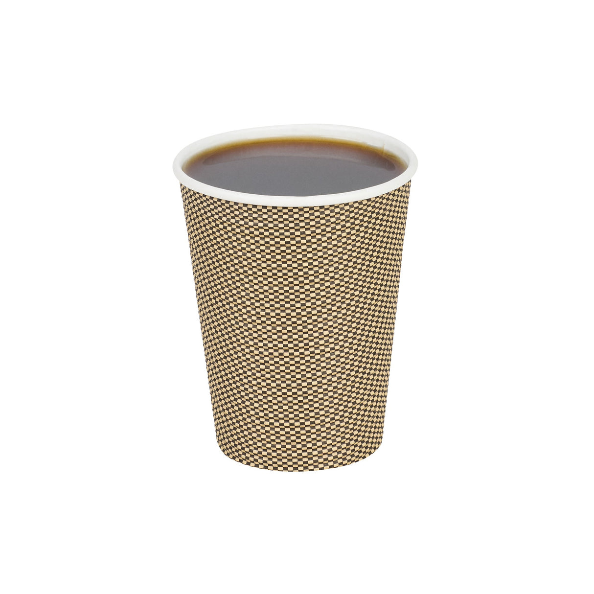 Cups, Coffee, 12 Ounce, Paper, Mocha Pin Check, Spiral Wall, 3.50 x 3.50 x 4.25 Inch,20 - 25 COUNT