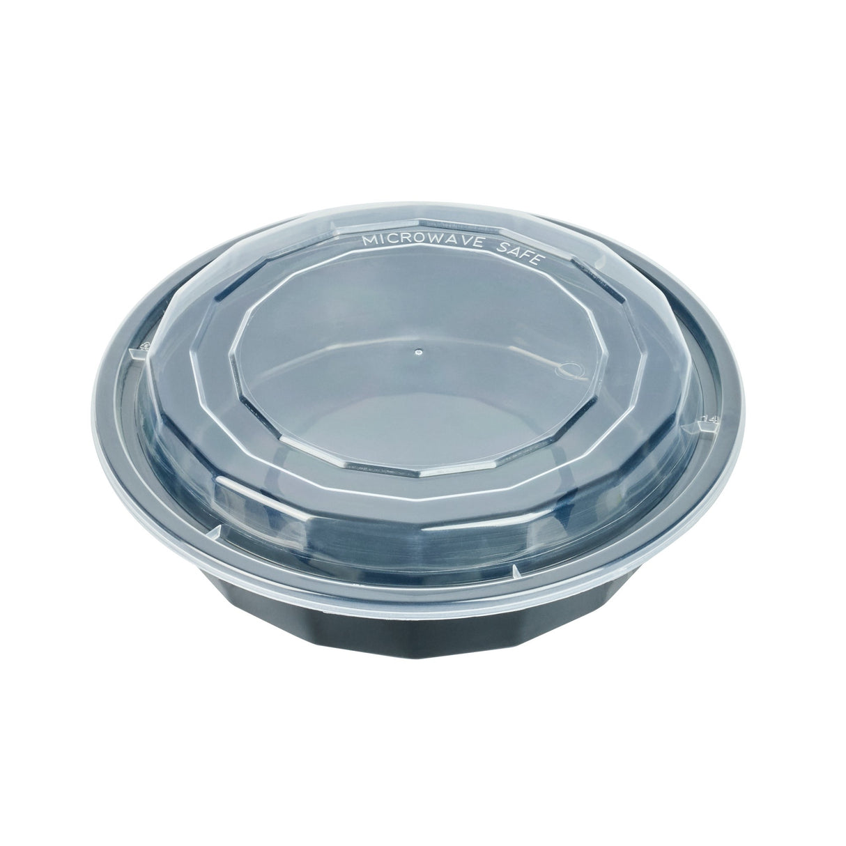 Box, To-Go, Asporto 24 Ounce, Microwavable Plastic, Black, Round, 7.25 x 7.25 x 1.50 Inch, includes Clear Lid,50 - 1 EACH