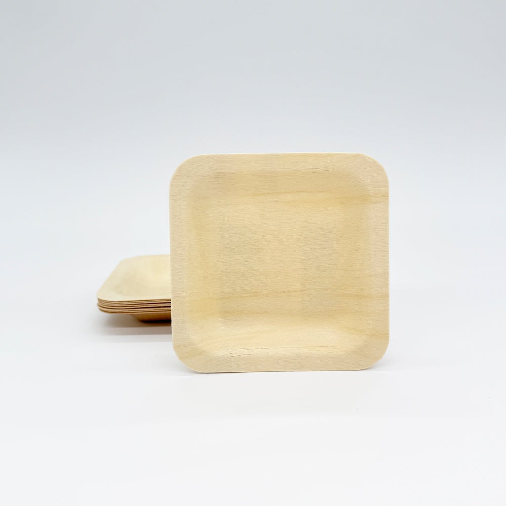 Plates, 4.5 Inch, Paper, Wooden-Style, Square,300 - 1 EACH